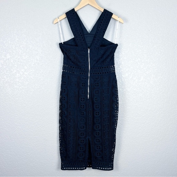 Lulus NWT Cocktail Ready Navy Blue Crochet Lace Midi Dress M - Feminine, Romance - Picture 8 of 14